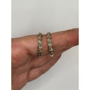 925 Thailand Sterling Silver Gold Vermeil Hinged Hoop Earrings 1" CZ Swirl